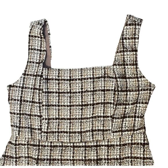 Stylish KORI Plaid Romper Jumper Brown Tan  Size Medium | Trendy Preppy 60's - Picture 2 of 9